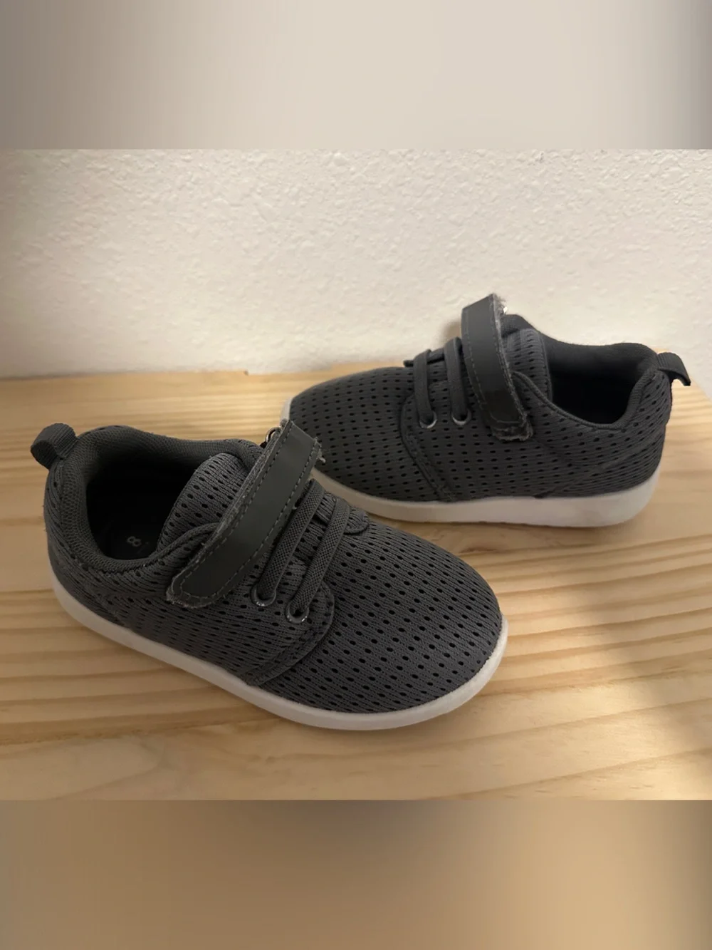 Toddler Size 8 Gray and Navy Blue Mesh Shoes